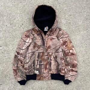 Carhartt Duck Canvas Quilted Zip-Up Camo Jacket Size S Workwear Hunting Utility